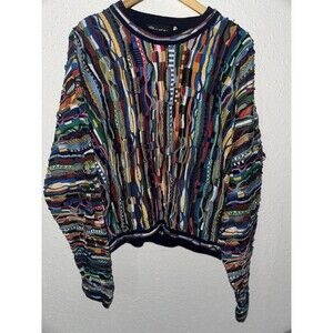 Vintage 90s Tundra Canada Multi Colored Coogi Style Cotton Cosby Sweater Size XL